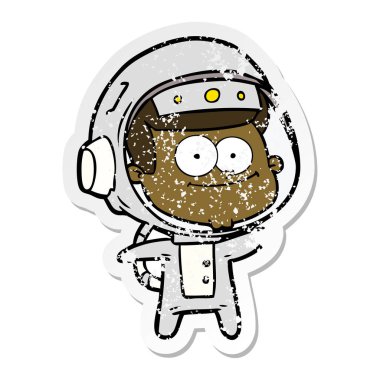 mutlu astronot karikatür sıkıntılı etiket