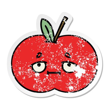 sevimli çizgi Kırmızı elma sıkıntılı etiket