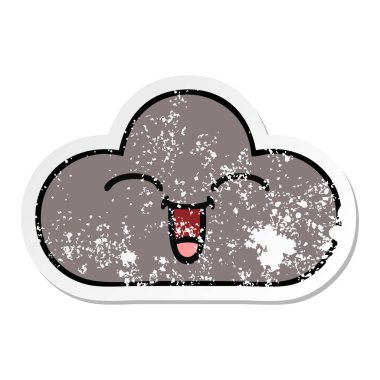 sevimli çizgi fırtına bulutu sıkıntılı etiket