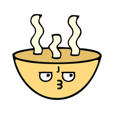 bir kase sıcak çorba sevimli çizgi