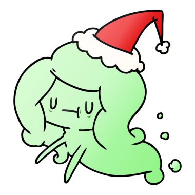 Noel degrade çizgi film kawaii hayalet el çekilmiş