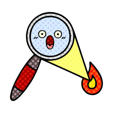 çizgi roman tarzı karikatür bir büyüteç