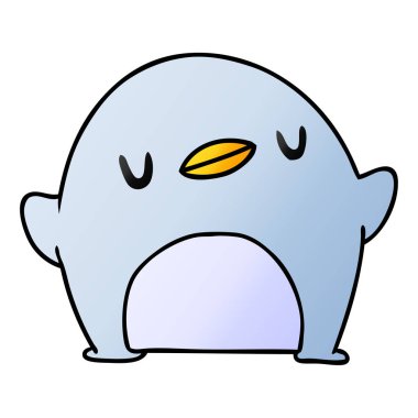 Degrade çizgi film kawaii bir sevimli penguen