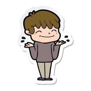 etiket bir karikatür mutlu çocuk