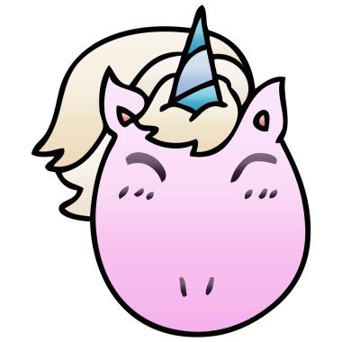 Degrade gölgeli ilginç çizgi film tek boynuzlu at