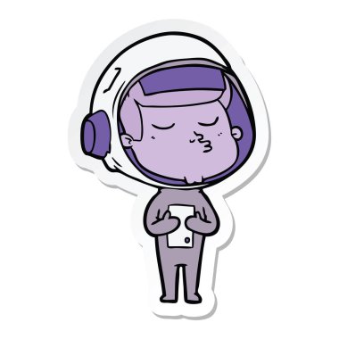 bir çizgi film emin astronotun etiket