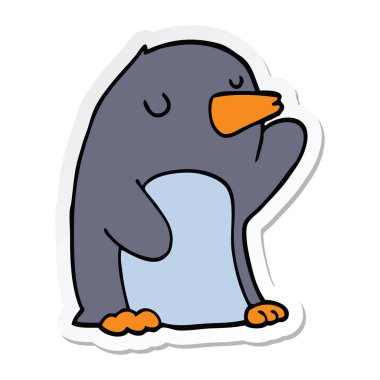 etiket bir karikatür penguen