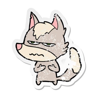 bir karikatür rahatsız kurt sıkıntılı etiket