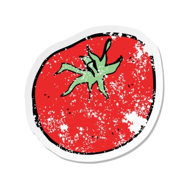 bir çizgi film domates Retro sıkıntılı etiket