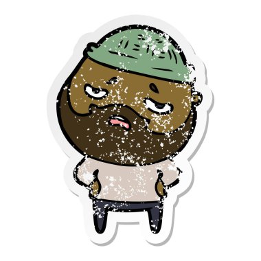 sakallı bir karikatür sıkıntılı etiket endişeli