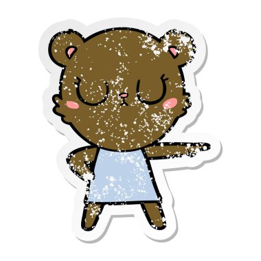 elbise işaret içinde huzurlu karikatür ayı sıkıntılı etiket