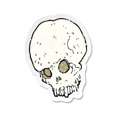 bir çizgi film ürkütücü kafatası Retro sıkıntılı etiket