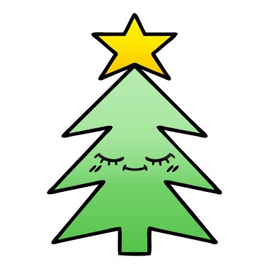 Degrade gölgeli karikatür Noel ağacı