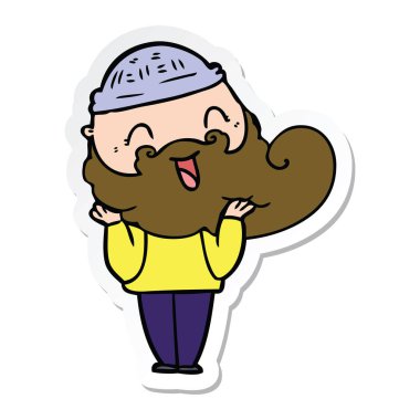 mutlu bir sakallı adamın etiket