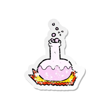 Retro sıkıntılı etiket bir çizgi film bilim deneme