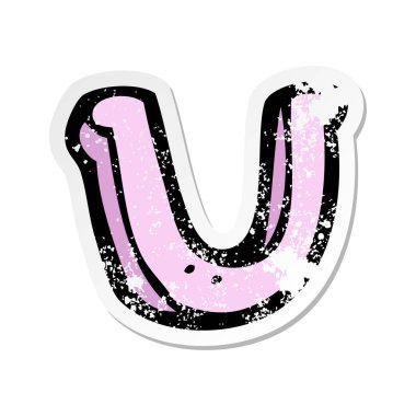 bir çizgi film mektup U Retro sıkıntılı etiket