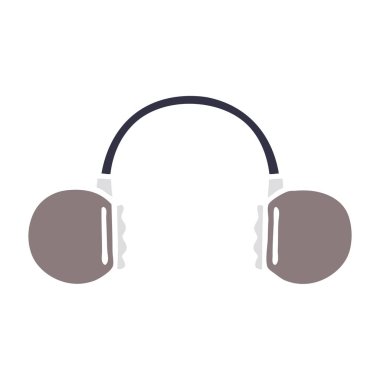 retro bir kulaklık düz renk retro karikatür