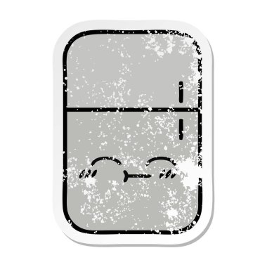 sevimli çizgi buzdolabı dondurucu sıkıntılı etiket