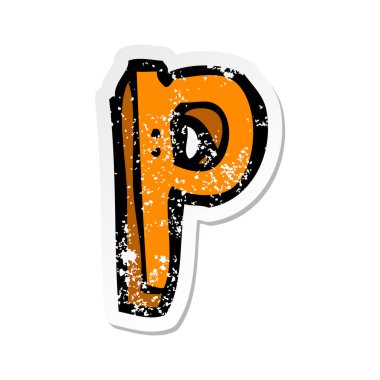 bir çizgi film mektup Retro sıkıntılı etiket