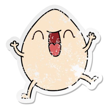 ilginç bir el sıkıntılı etiket karikatür yumurta çizilmiş