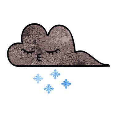 Retro grunge doku karikatür fırtına kar bulutu