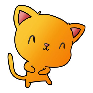 şirin kawaii kedi degrade çizgi film gösterimi