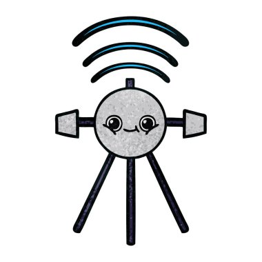 Retro grunge doku karikatür bir uydu