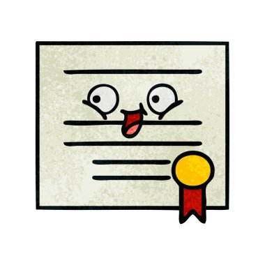 Retro grunge doku karikatür Mezuniyet Diploması