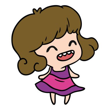 şirin kawaii kız serbest çizilmiş karikatür