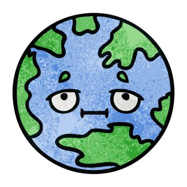 Retro grunge doku karikatür planet Earth