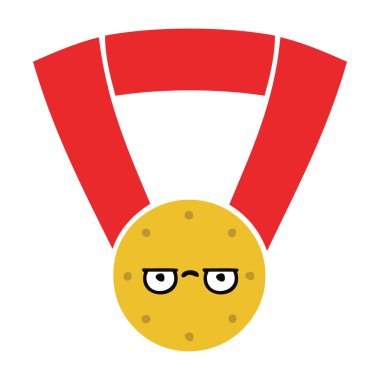 düz renk retro karikatür altın madalya