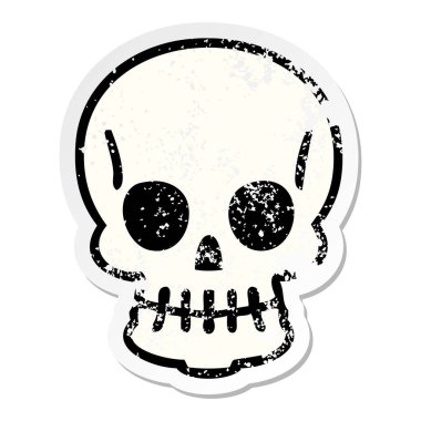 ilginç bir el sıkıntılı etiket karikatür kafatası çizilmiş