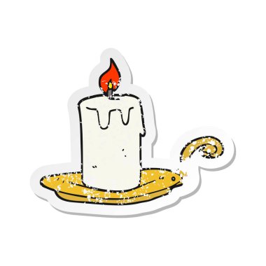 bir çizgi film mum lamba Retro sıkıntılı etiket