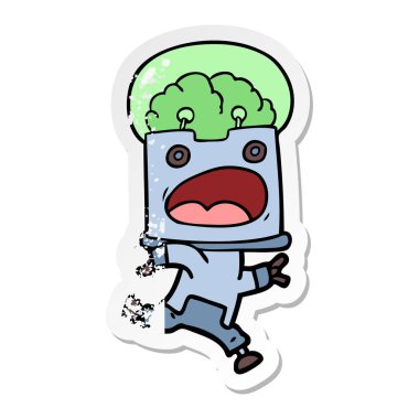 bir çizgi film robot sıkıntılı etiket