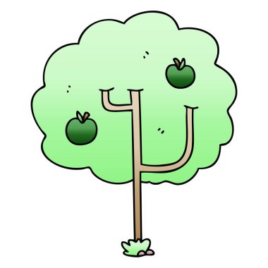 Degrade gölgeli ilginç karikatür ağaç