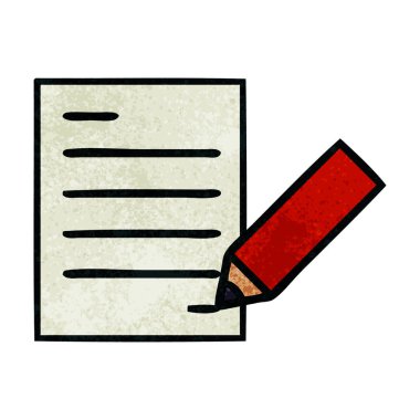 retro grunge doku karikatür bir belge yazma