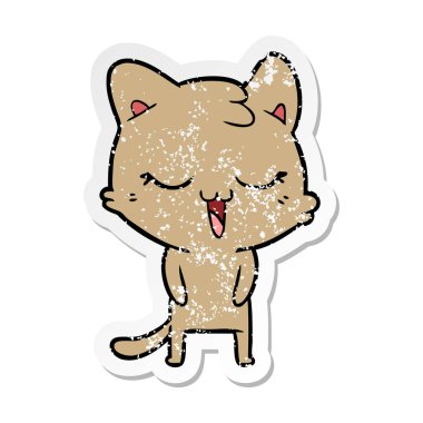 bir mutlu karikatür kedi sıkıntılı etiket