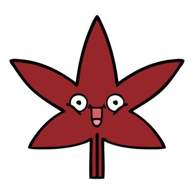 sevimli çizgi bir sonbahar yaprak