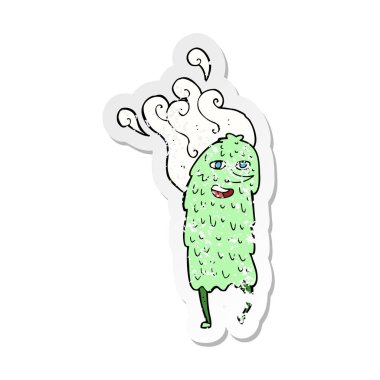 bir karikatür canavar Retro sıkıntılı etiket