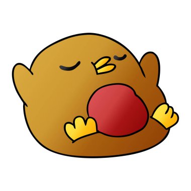 serbest el çekilmiş degrade çizgi film sevimli kawaii kırmızı robin 