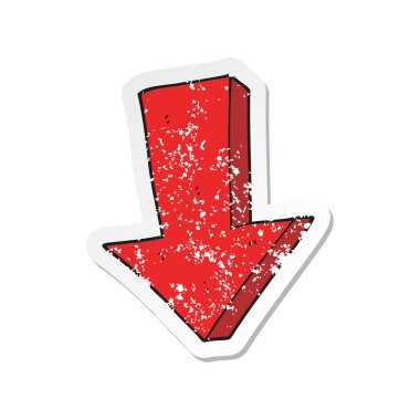 Retro etiket aşağı dönük bir çizgi film ok sıkıntılı