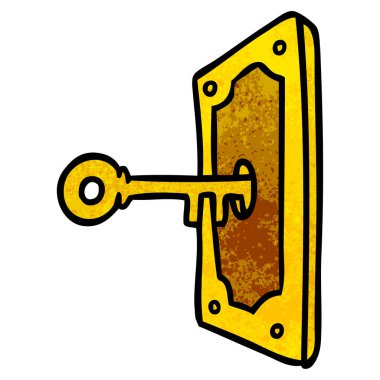 elle çizilmiş karikatür doodle bir kapı kolu, dokulu