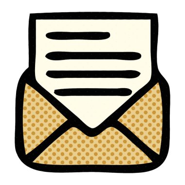 çizgi roman tarzı karikatür bir mektup ve zarf