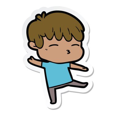 çizgi film meraklı bir çocuk etiket