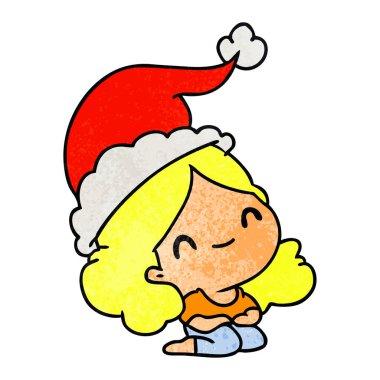 Noel dokulu karikatür kawaii kız el çekilmiş