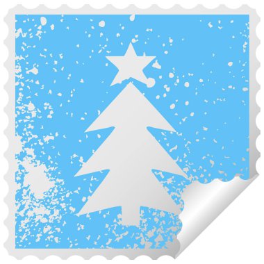 bir Noel ağacı Sticker sembolü peeling sıkıntılı Meydanı