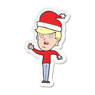 etiket bir çizgi film adamın Noel için hazır