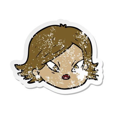 bir çizgi film kadın yüzü sıkıntılı etiket