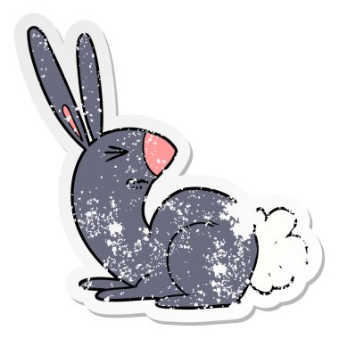 sıkıntılı etiket bir karikatür tavşan rahatsız