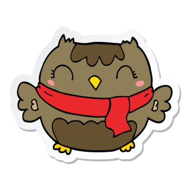 sevimli çizgi baykuş etiket